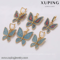 64258 Xuping alibaba jewelry set refined butterfly shape lever back earring findings multicolor gold two pieces set